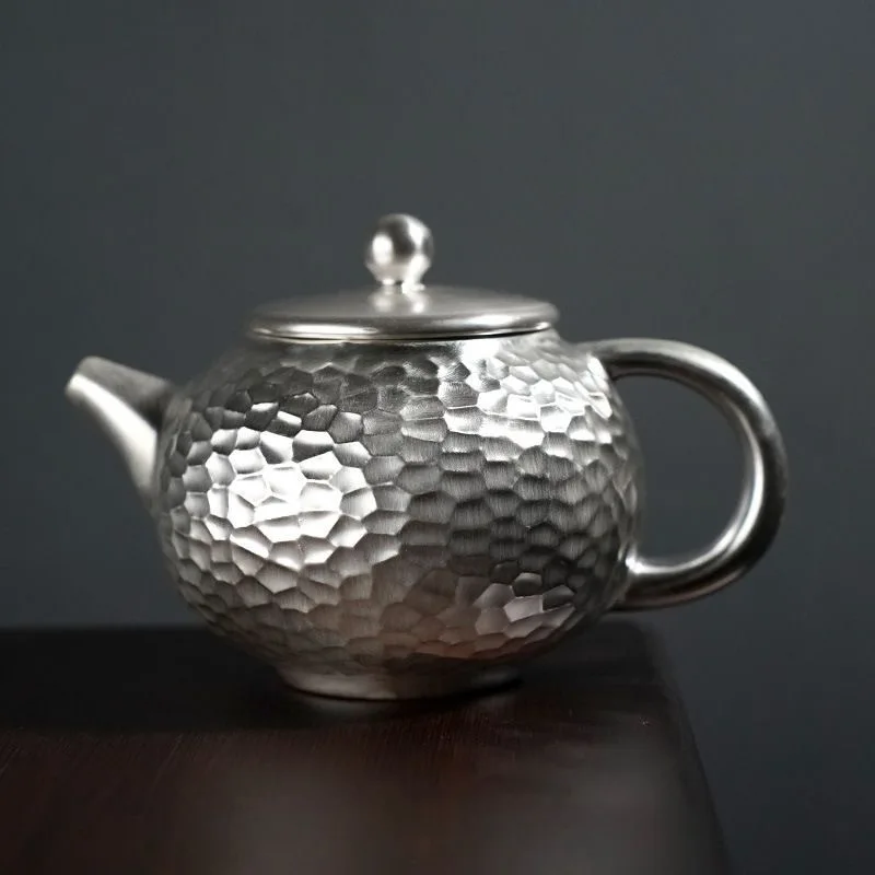 Gilt silver tea set, silver teapot, light luxury silver teacup, ceramic household kung fu tea set, one pot and two cups