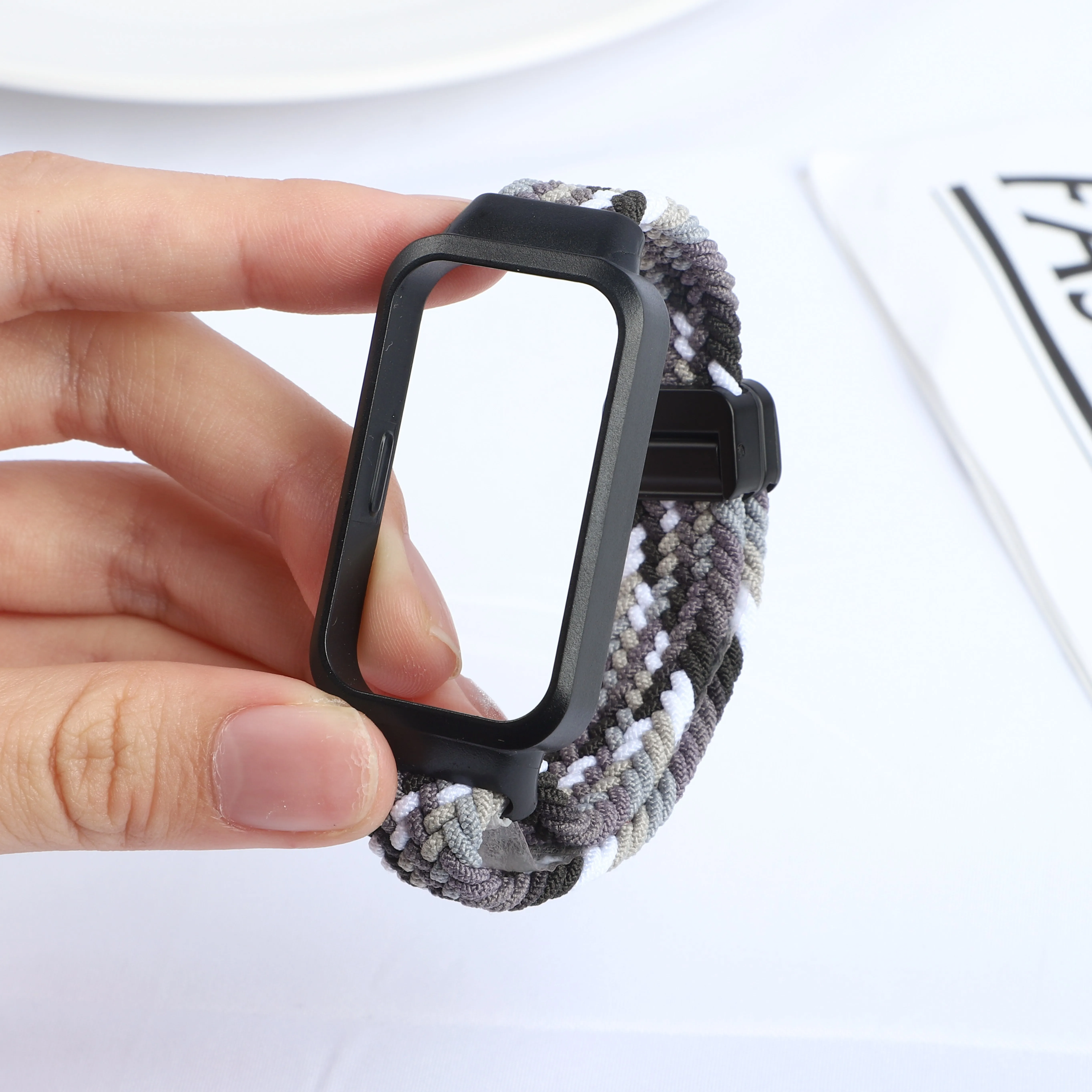 Geflochtenes Armband + PC-Hülle für Xiaomi Mi Band 9 8 Aktivzubehör Sport magnetisches Nyon-Armband Correa + Abdeckung für Redmi Band 3 2 Image