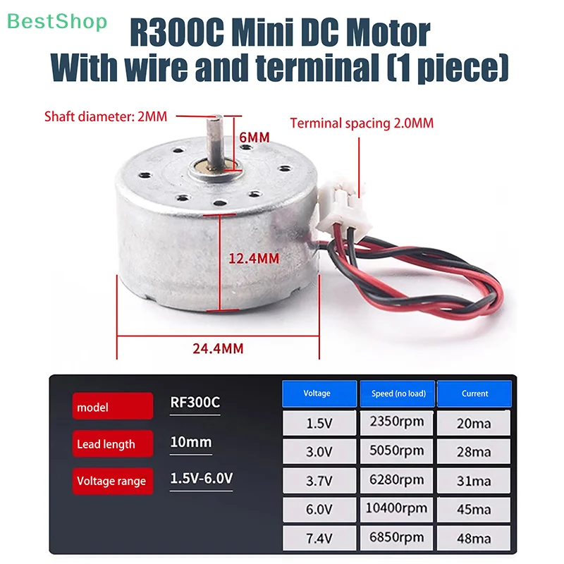    RF-300C Mini 300 Motor DC 1,5 V -6 V 7000 U/min Mikro 24,4 mm Rundspindelmotor Image