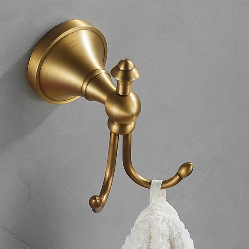 Towel Hooks for Bathrooms, Wall Mounted Antique Brass Towel Holder, Heavy Duty Screw-in Coat Robe Hook for Kitchen, Bedroom,Hotel,Pool,Coat