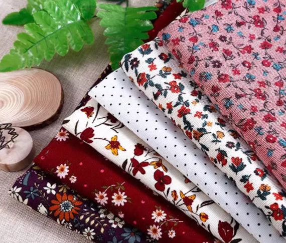 Tessuto di velluto a coste floreale, tessuto di velluto a coste di cotone 100%, stampa fiori colorati 21 velluto a coste Wale, tessuto per la decorazi