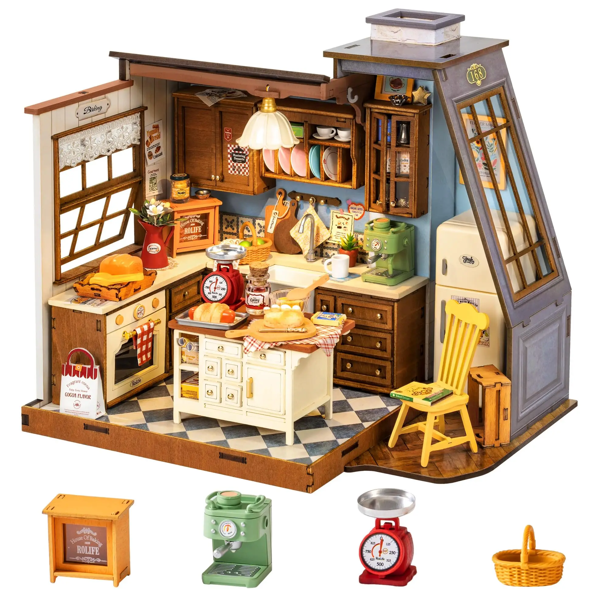 Rolife Kit casa in miniatura fai-da-te Kit modello Casa delle bambole Cottura Cucina Puzzle 3D Mini Kit di costruzione di case Kit artigianale per adolescenti Adulti