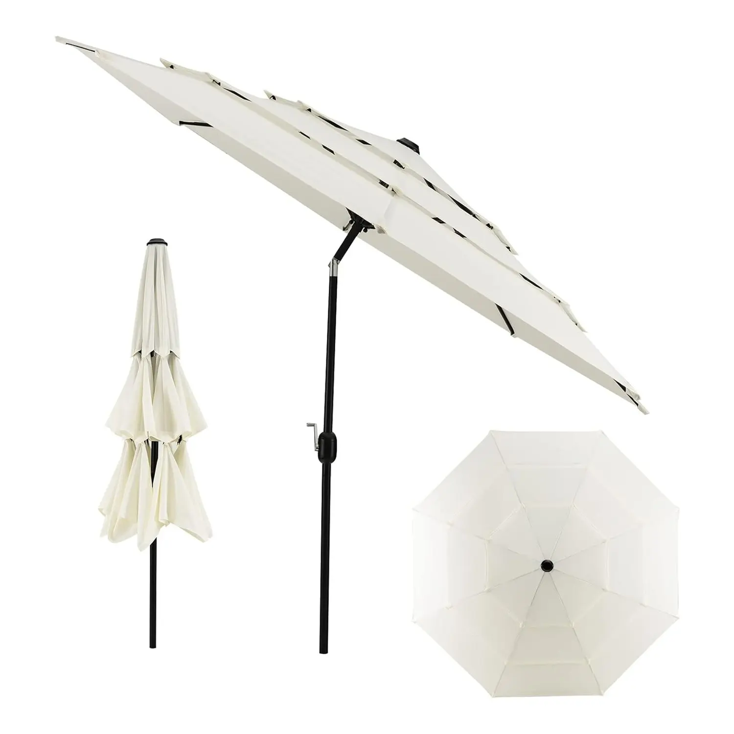 Ombrellone, Ombrellone da giardino con manovella, Protezione UV, Protezione solare, Ombrellone da patio, Ombrellone da mercato per patio, giardino, balcone