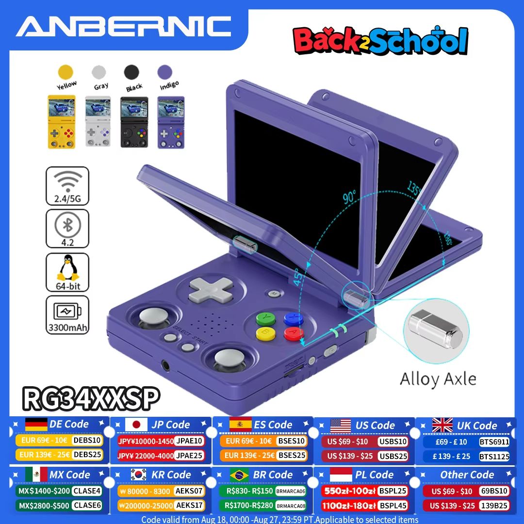Anbernic RG34XXSP Retro Handheld Game Console Flip Design With 3.4