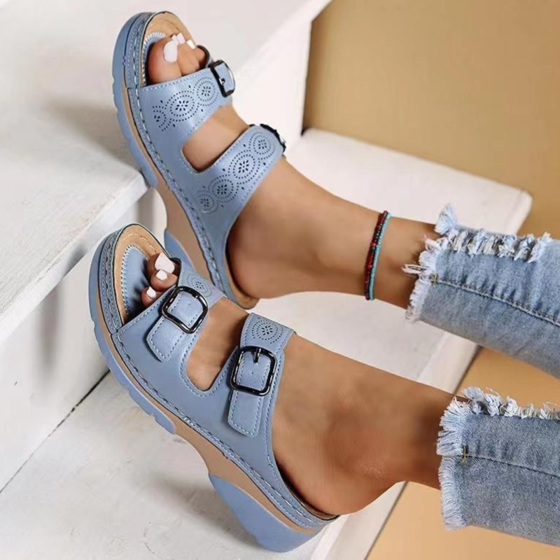 Fashionable Women Shoes Sandals Summer Platform Wedge Slip On Sandals, Lightweight Casual Female Walking Footwear khaki 42