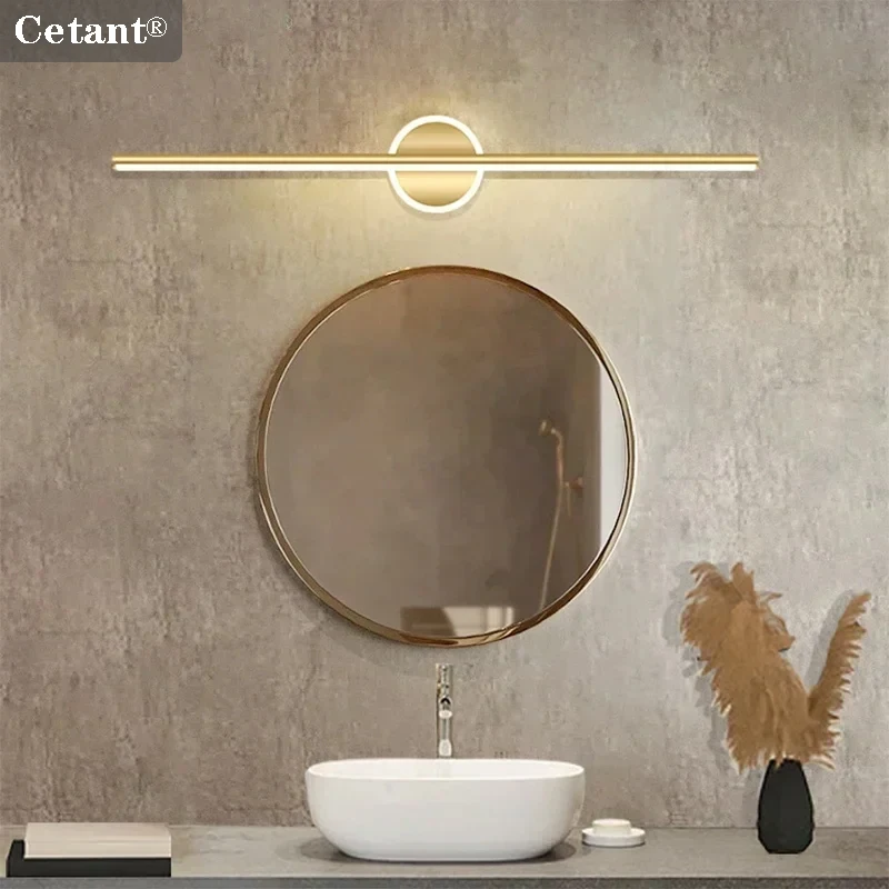 Modern Minimalist LED Wall Lamp, Black & Gold Mirror Light For Bathroom, Toilet & Home Decor, Long Strip Fixture gold 40cm warm White