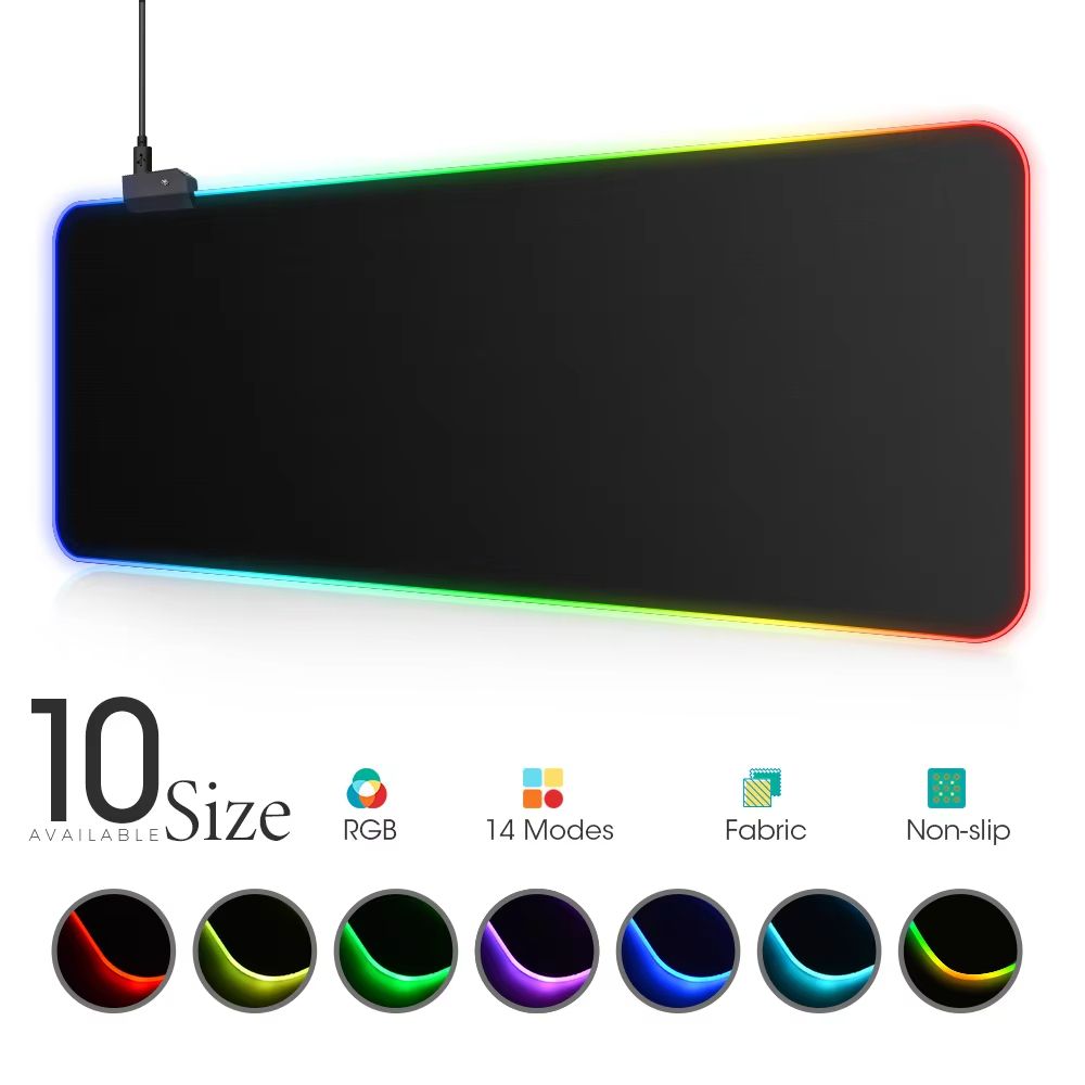 RGB LED Gaming Desk Mat Waterproof Large Mousepad With Color Changing Backlight For PC, Dota & CS led 40 X 45 Cm