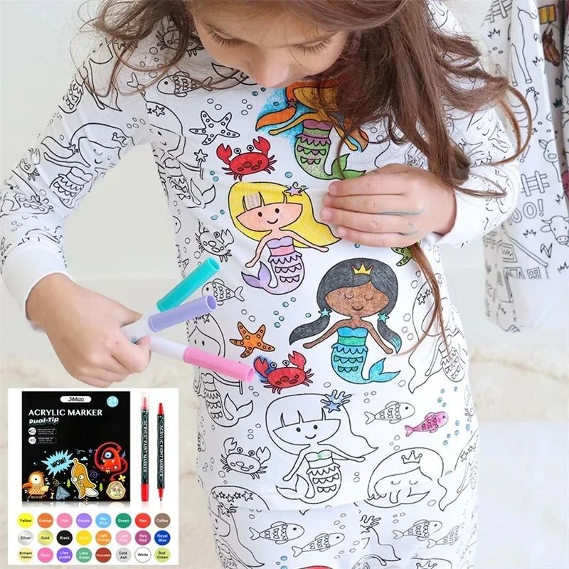 Colorable Pajama Set For Children DIY Coloring Kit ice Cream 5t