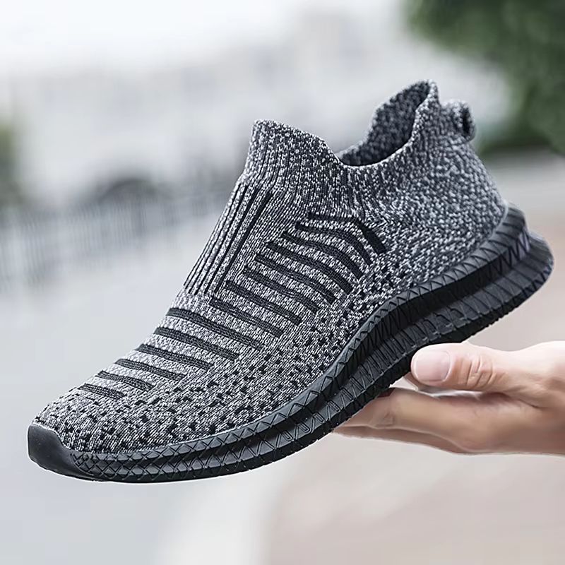 Men's Breathable Casual Shoes Lightweight Slip On Walking Sneakers With Anti Slip Sole grey 45