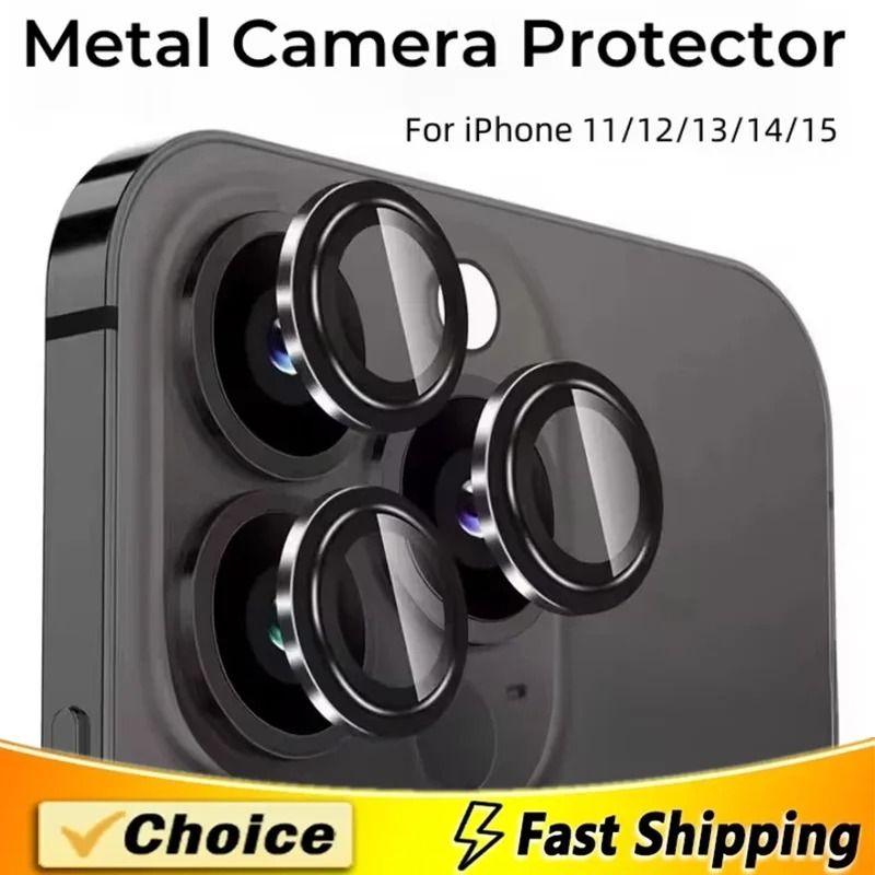 Metal Camera Lens Protector Glass 3 Pack For IPhone 15 14 13 12 11 Pro Max Mini Plus iphone 12 Or 12 Mini diamond Blue