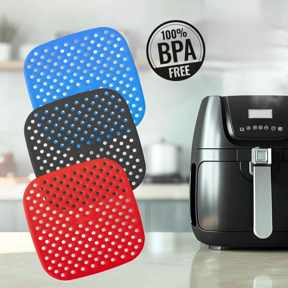 Reusable Air Fryer Liners For 5QT Or Bigger, Easy Clean, Dishwasher Safe Non Stick Parchment Paper Replacer 2pcs