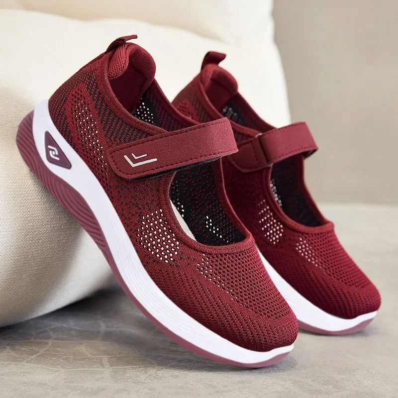 Women Running Sneakers Breathable Mesh Casual Wedge Platform Shoes us 7.5 light Gray