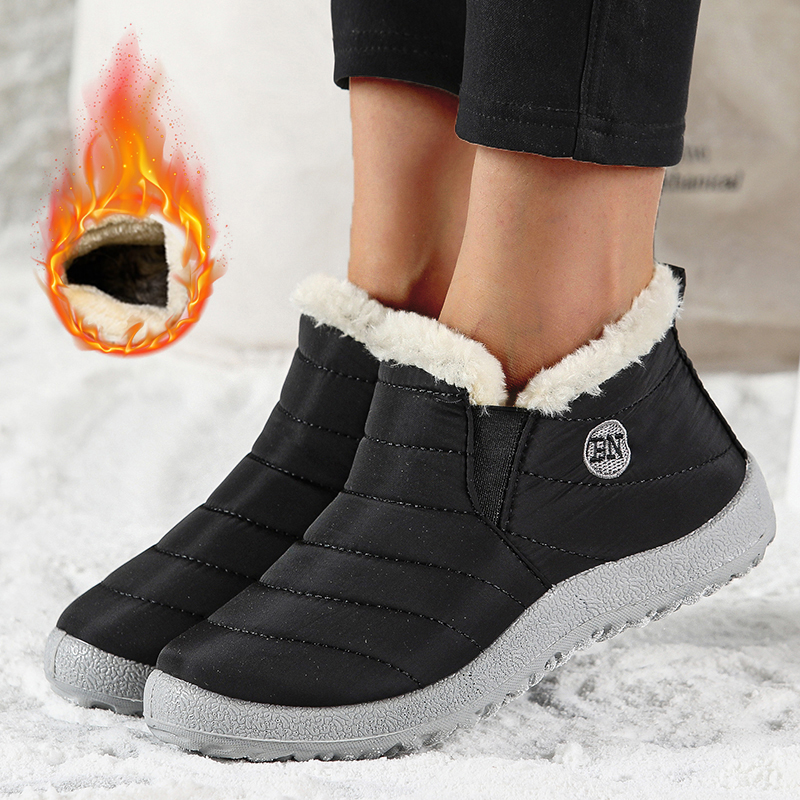 Warm & Cozy Boots Woman Snow New Women Shoes Slip On Ladies Shoes Plus Size Waterproof Ankle Boots Fur Boots Women blue 37