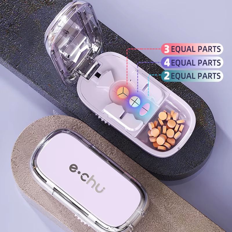 3 in 1 Pill Cutter And Medicine Splitter Precise Tablet Divider, Quarter & Half Pill Organizer, Portable Pill Box quarter black