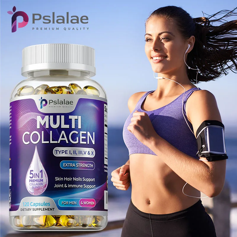 Hydrolyzed Multi Collagen Complex Capsules, Natural Energy Supplement For Anti Aging, Skin, Joint, Hair Bone Health 120 Capsules