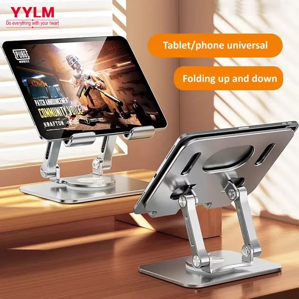 360 Adjustable Aluminum Tablet Stand Foldable IPad Holder For Desk, Compatible With IPad Pro, Air, Mini & Smartphones silvre 381