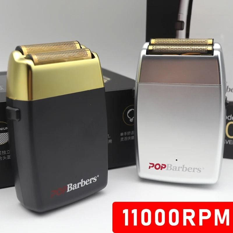 Professional Electric Beard Trimmer Double Foil Shaver With USB Charging silver With Blade & Box