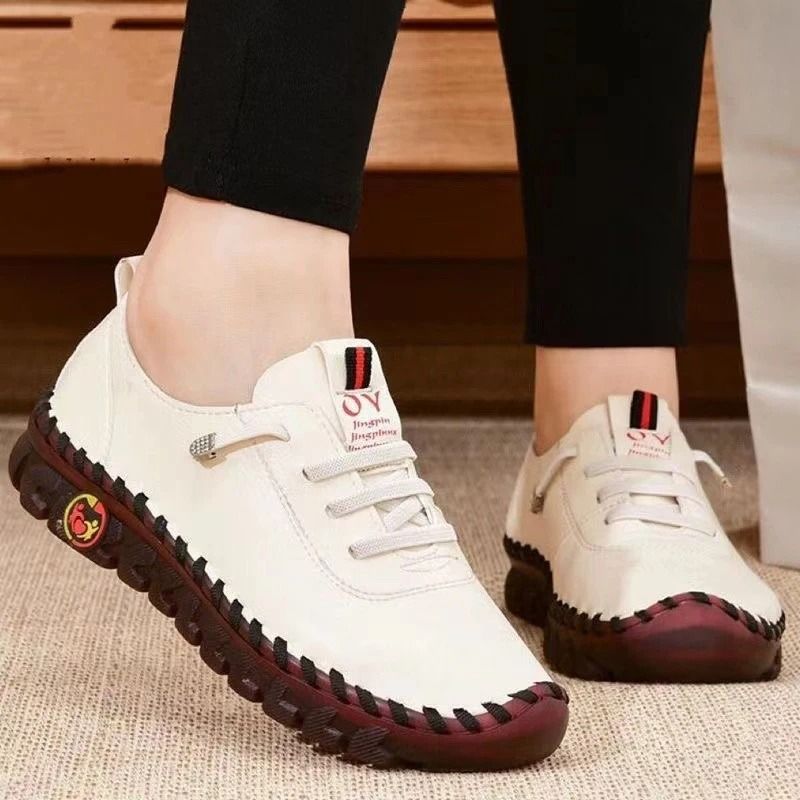Women's Leather Casual Sneakers With Soft Sole And Slip On Fit For Everyday Comfort red 6