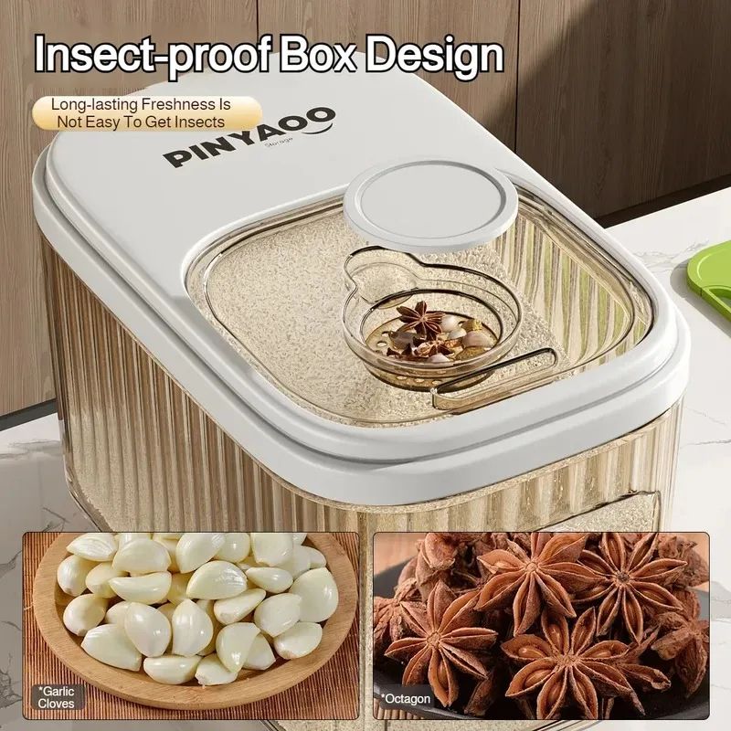 Household Large Capacity Sealed Moisture Proof Rice Bucket, Kitchen Storage Container With Sliding Cover, Durable 11kg