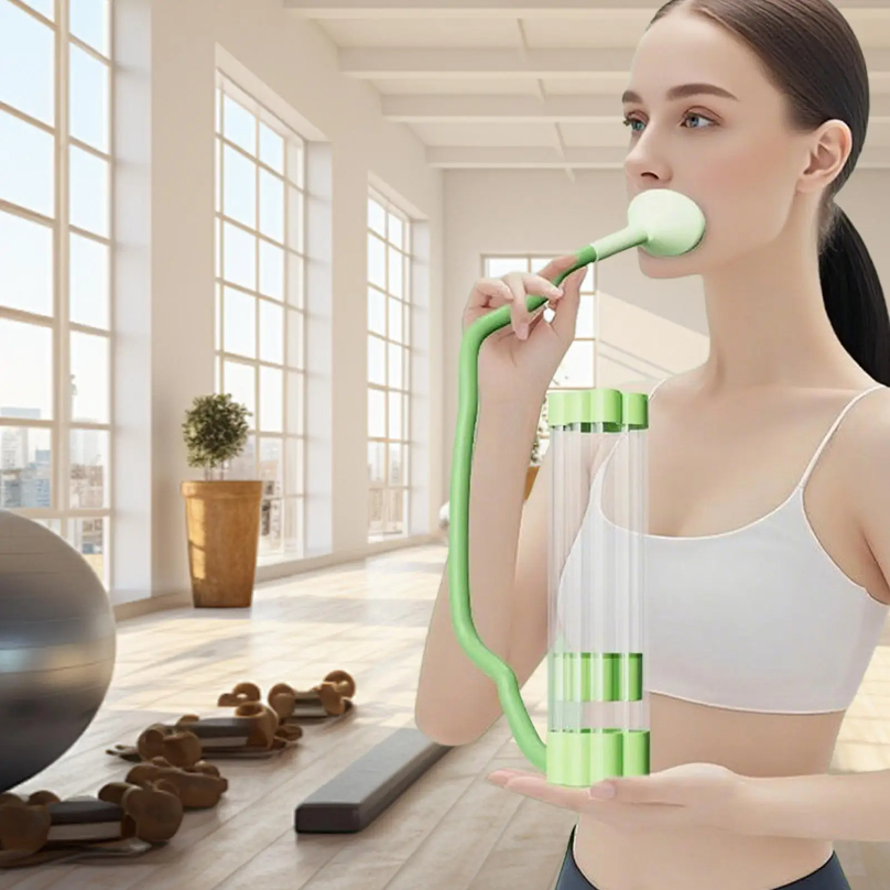 Compact Breathing Trainer, Lung Capacity Workout Device, Portable Muscle Exerciser For Adults, Women, Men, Gym Fitness blue