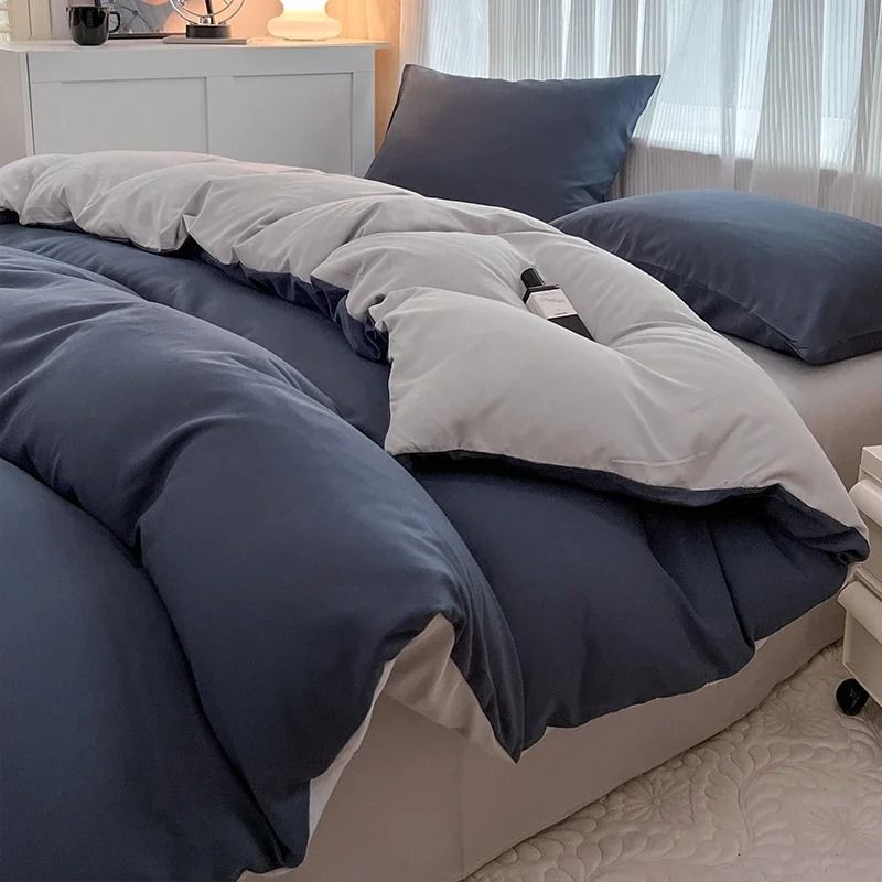 Solid Color 4 Piece Brushed Fabric Bedding Set With Duvet Cover, Bed Sheet, And Pillowcases cover 150x220cm 4pcs set 4