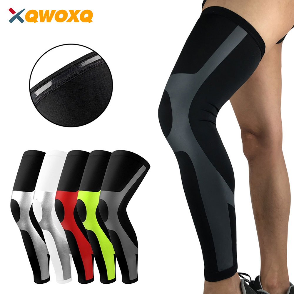 Full Leg Knee Brace For Men Women, Outdoor Sport Whole Leg Compression Sleeve, UV Leg Support Sleeves Cycling Leg Warmer 1 Pcs Silver l