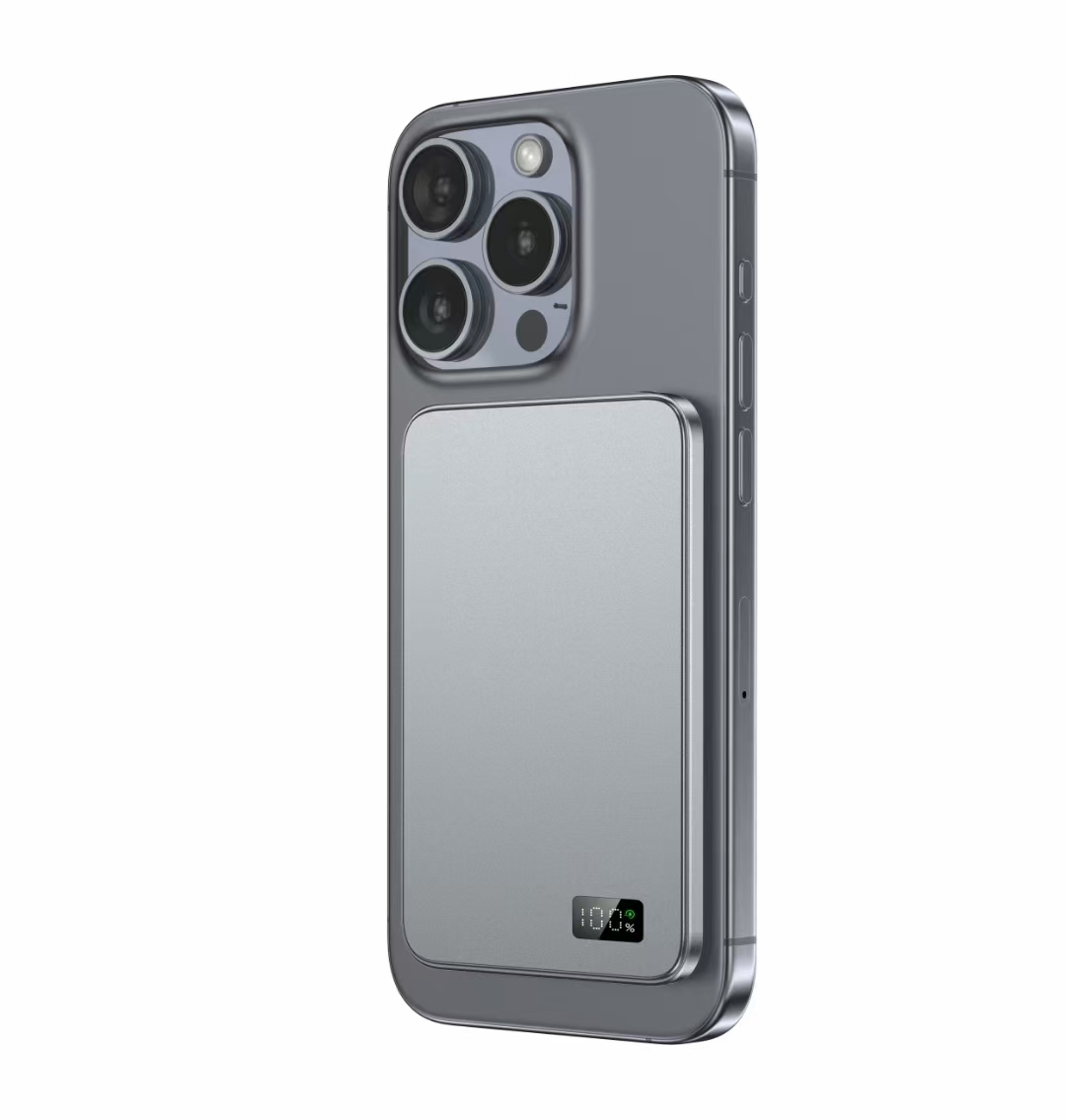 Magnetic Power Bank Wireless Fast Charger For Magsafe, Slim Alloy Backup Battery For IPhone And IWatch f20s Purple 5000mah