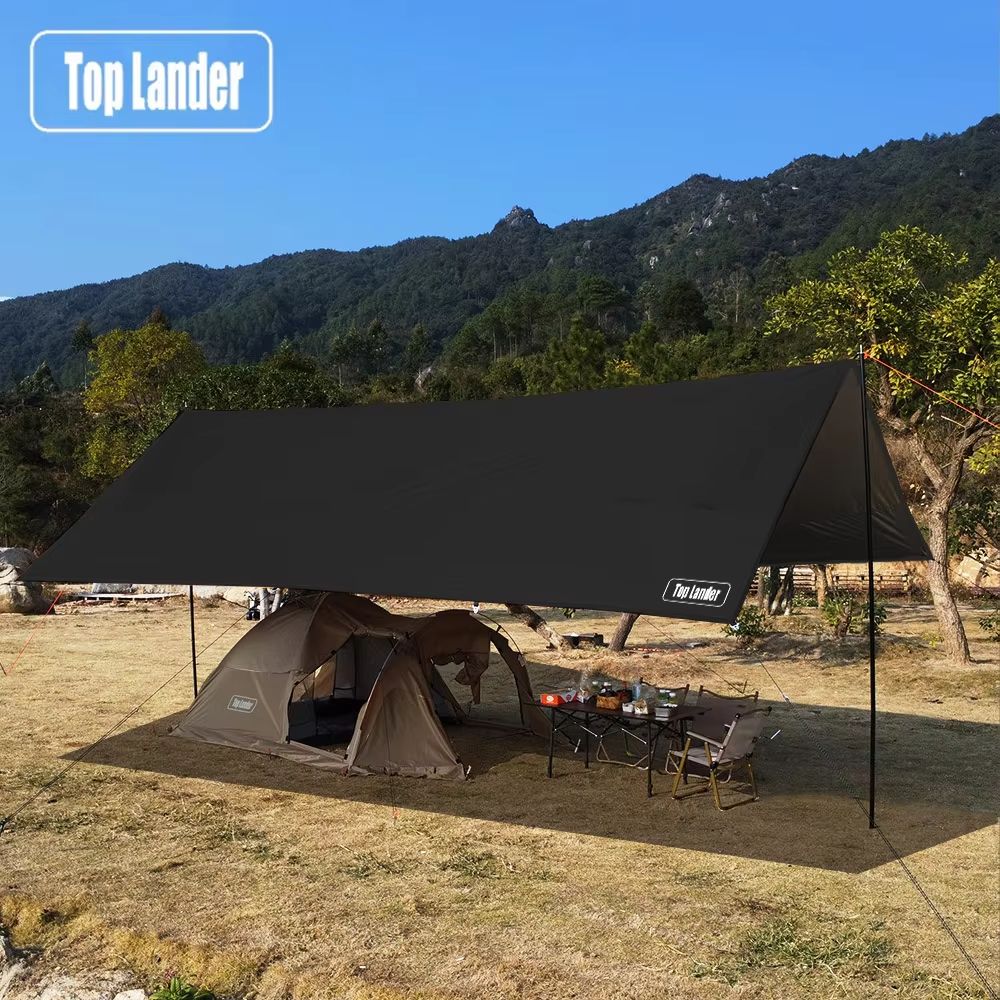 Oxford OmniShield 13 Ft 1 In X 19 Ft 8 In. Waterproof Tarp Large Sun Shelter And Camping Canopy bk With 7 Ft 10 In Pole