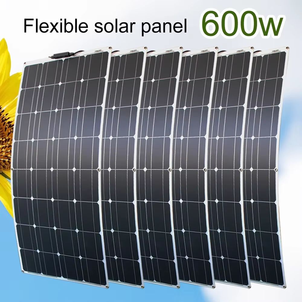 12V Flexible Solar Panel 100W600W Bendable Waterproof Monocrystalline Panel For RV, Boat, And Outdoor Power 100w Solar Panel