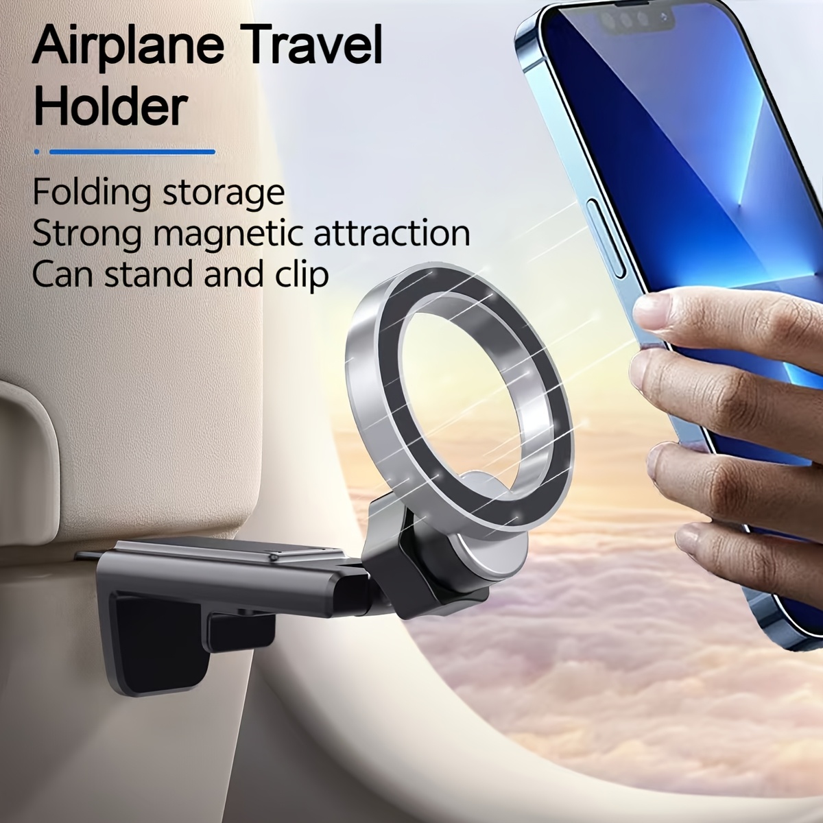 Universal Magnetic Cell Phone Holder, Airplane Travel Essentials Tray Table Phone Mount & Adjustable Desktop Holder lx 03