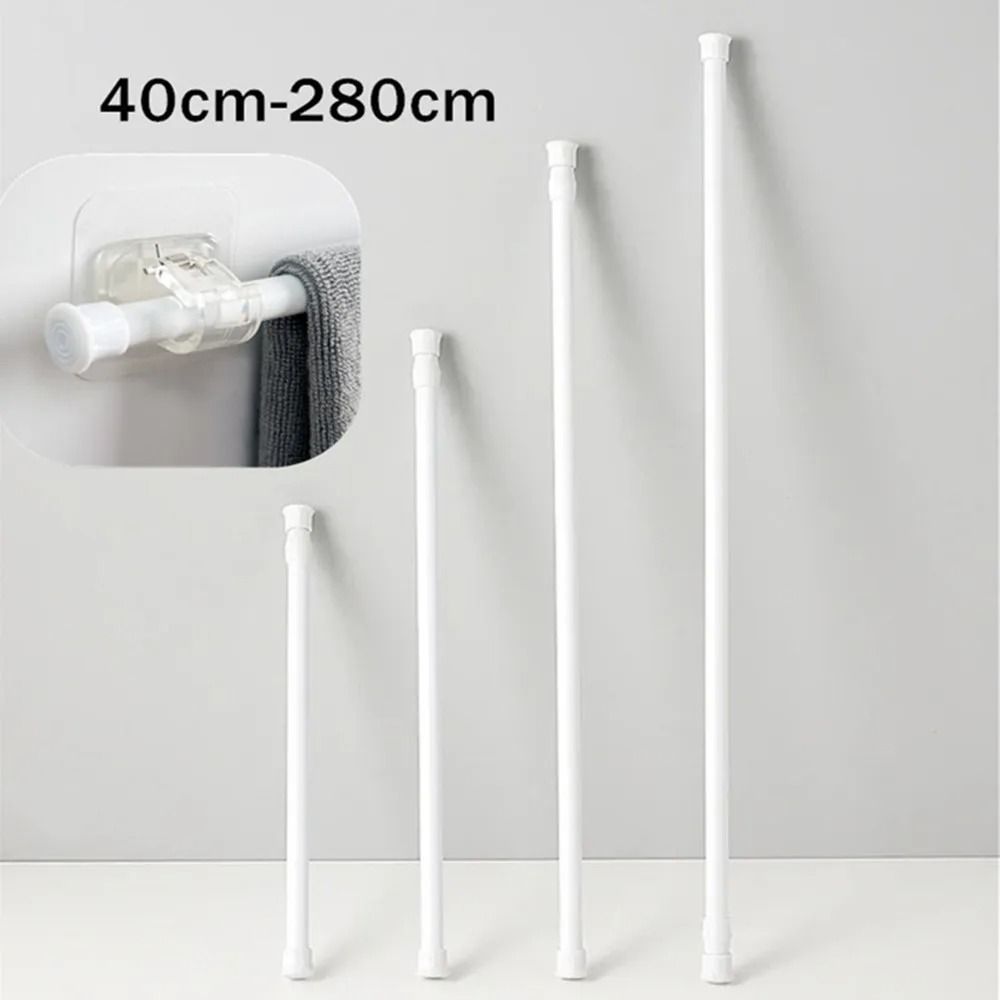 Adjustable Curtain Rod Telescopic Extendable Spring Tension Rod For Shower Or Window No Drill Hanging Bar 19.735.4 In white