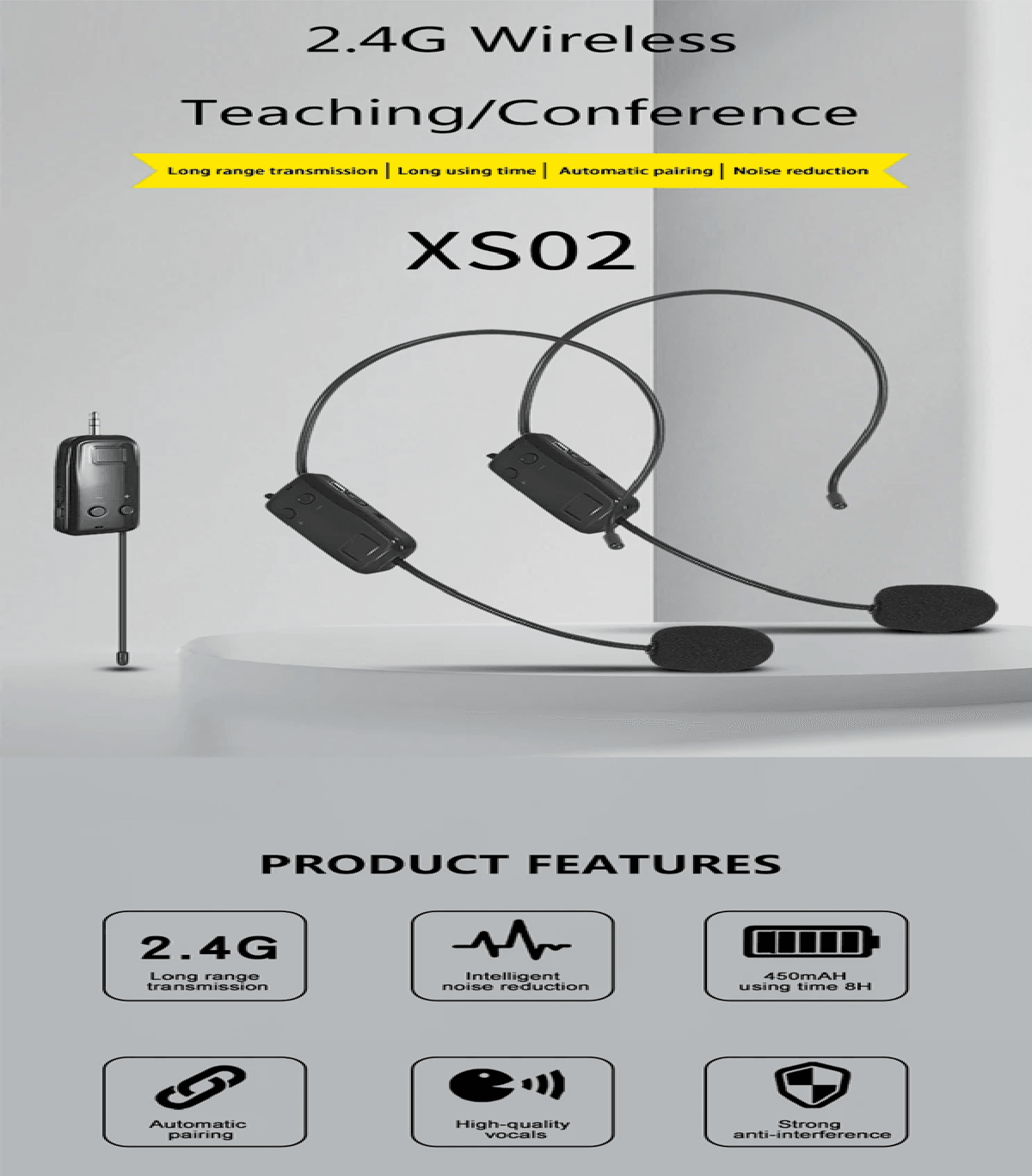 ClearVoice 2.4G Wireless Headset Microphone Set set 2 With Box