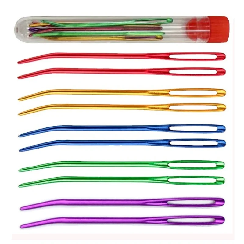 Big Eye Curve Bent Needle, Yarn Knitting Weaving Needles For Crochet, Tapestry & DIY Sewing Accessories 4colors