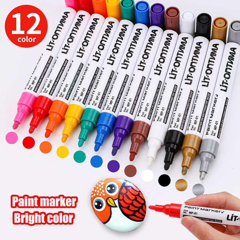 12color Waterproof Paint Marker For Car Paint Wood Ceramics Tires Shoes Metal Paint Mending Pen white