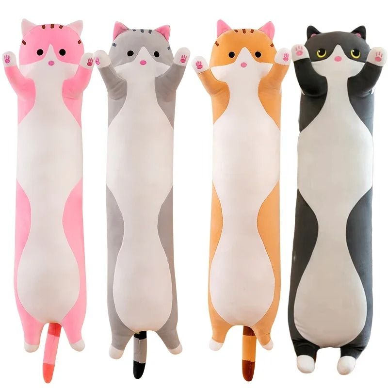 Long Cat Plush Pillow Soft Sleeping Plushie Doll 19.7 In pink