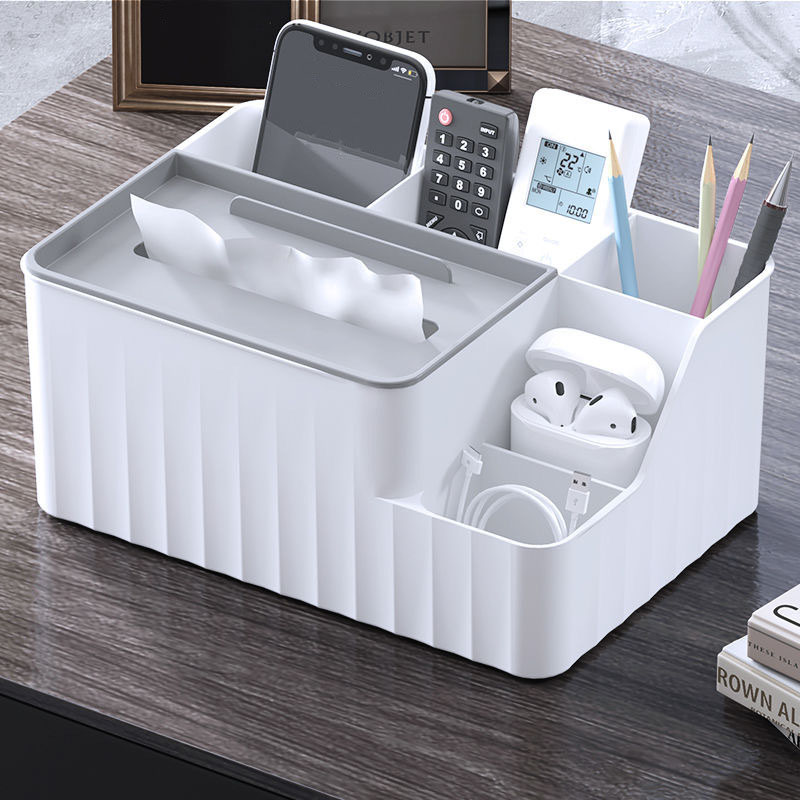 Multi Functional Tissue Box With Remote Holder, Desk Organiser For Living Room, Kitchen, Office Plastic Storage green