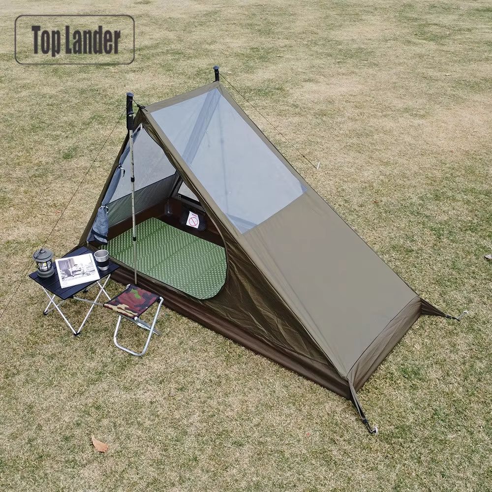 Ultralight 1 Person Backpacking Tent Quick Setup Airy Mesh Shelter With Mosquito Protection For Camping & Trekking 1 Pair Trekking Pole
