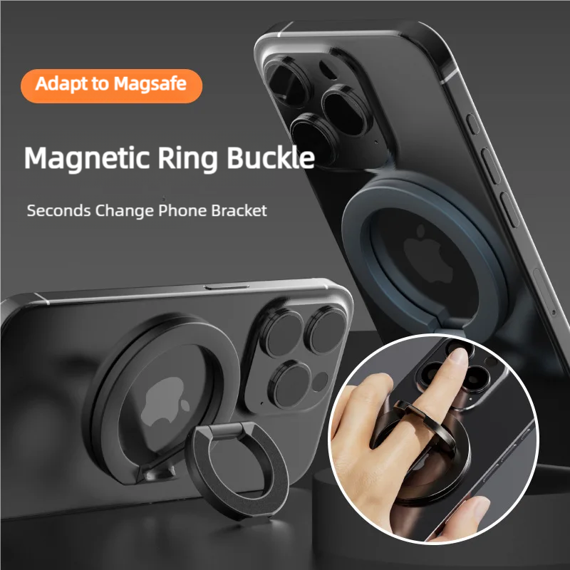MagSafe Double Sided Magnetic Phone Ring Holder Cellphones Stand For IPhone 15 Phone Accessories Support Telephone Grip purple Holder