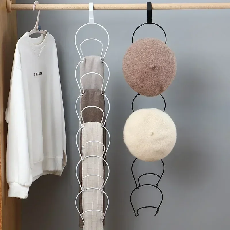 5 Hook Storage Rack Organizer, Space Saving Hat, Scarf, Bag Hanger For Closet, Bedroom, Or Door white