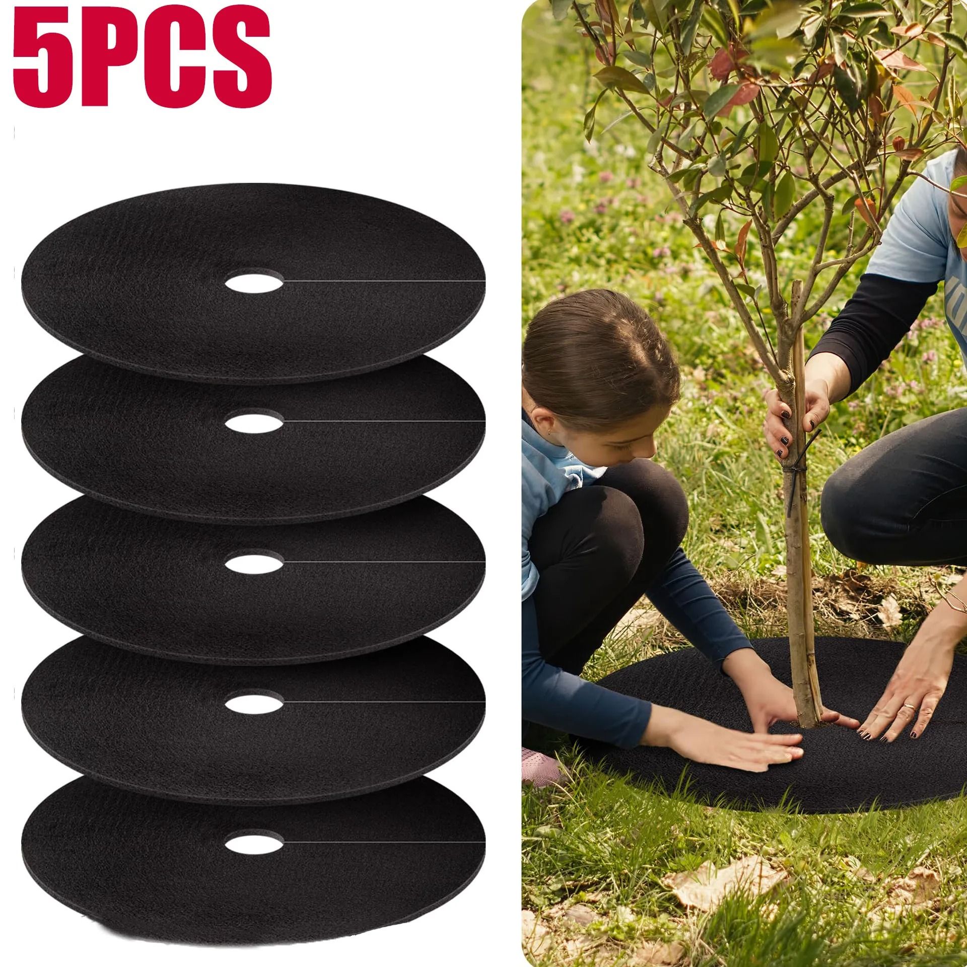 Reusable Non Woven Tree Mulch Ring For Weed Control And Root Protection 27cm 5pcs