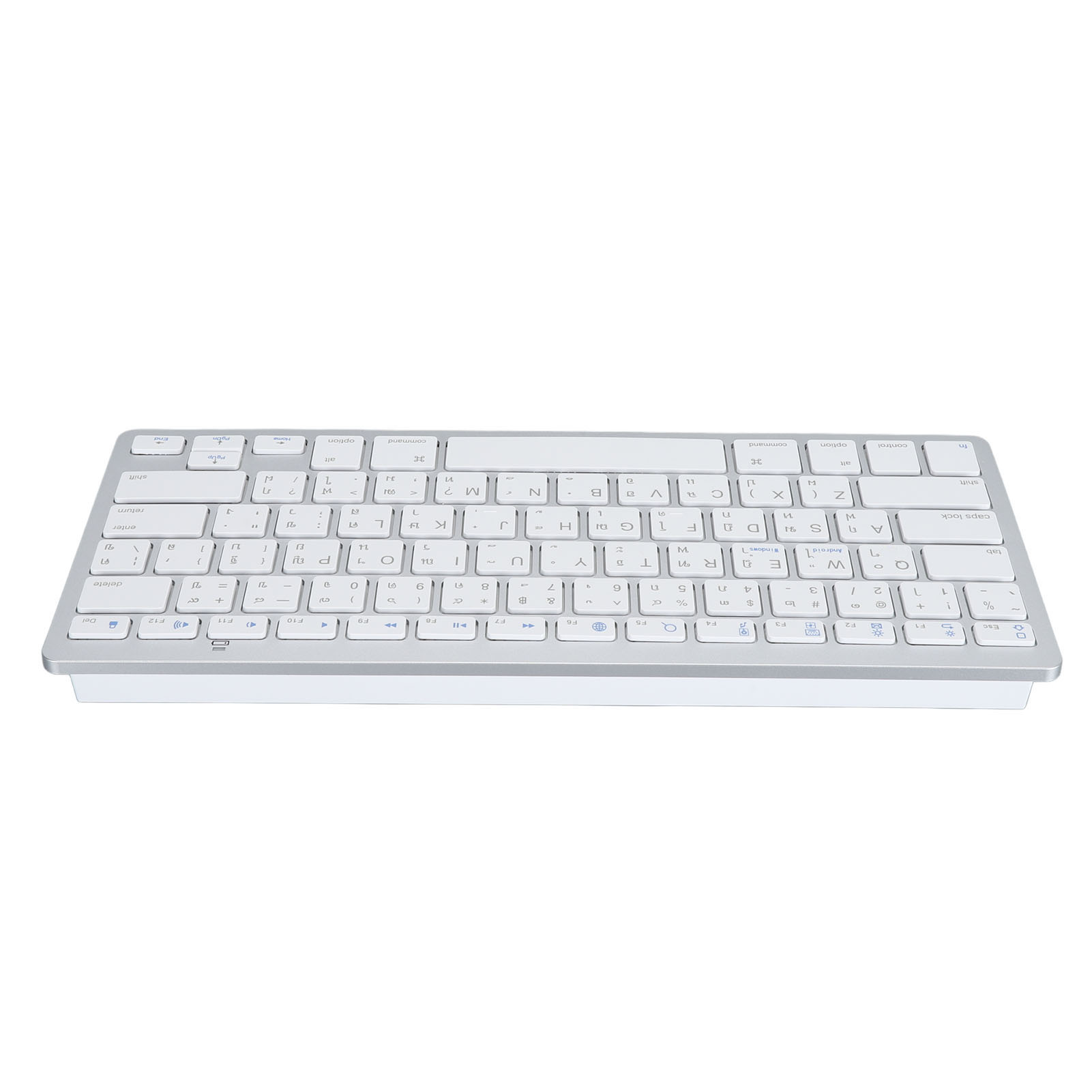 Super Slim Bilingual Bluetooth Keyboard, Portable Wireless Keyboard, Scissor Switch Stable Connection For Laptop white