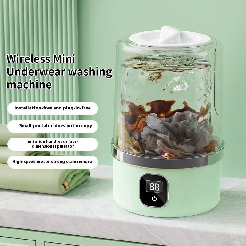 Portable Mini Washing Machine For Travel And Small Laundry green
