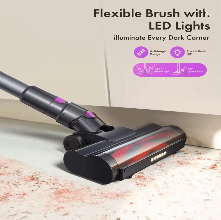 Cordless Vacuum Cleaner With Powerful Suction And LED Display Lightweight Stick For Pet Hair And Hard Floors green