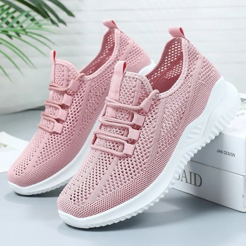 Summer Casual Flats Comfort Soft Bottom Sports Shoes Breathable Mesh Lightweight Sneakers 4.5 navy Blue