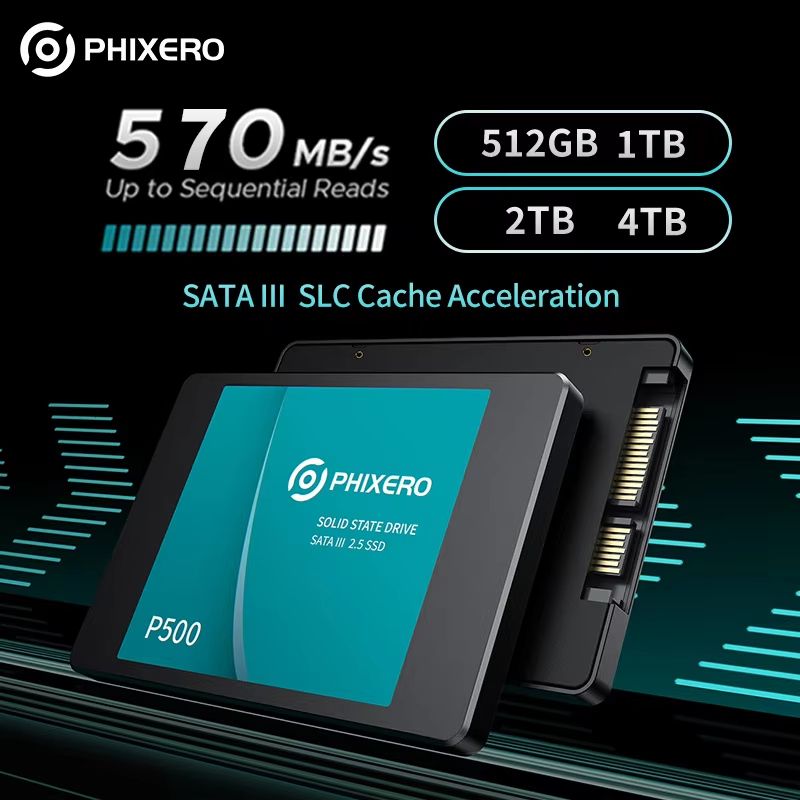 PHIXERO 2.5" SATA SSD Internal Hard Drive High Speed Solid State Drive For Laptop & PC (128GB To 4TB) 120gb