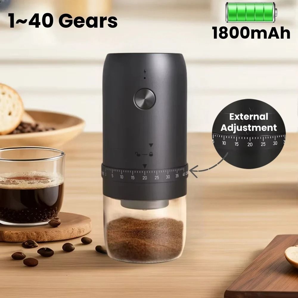 Portable 1800 MAh Rechargeable Coffee Bean Grinder With Adjustable Gears stainless Steel