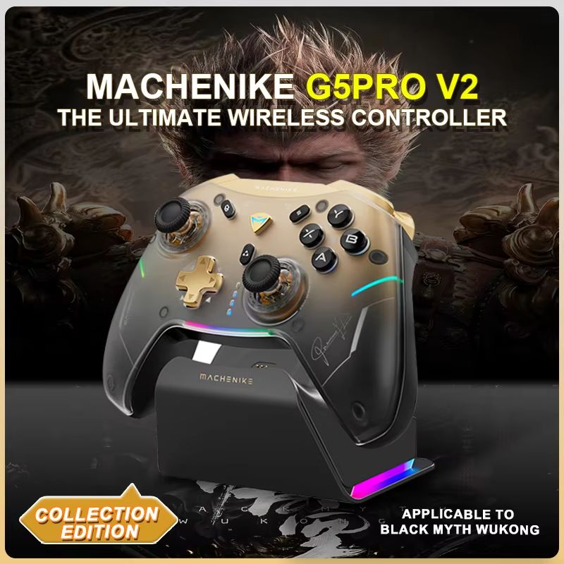 Machenike G5 Pro V2 Wireless Gaming Controller Three Mode Gamepad With Hall Effect Joysticks, Hot Swap Triggers & Vibr white