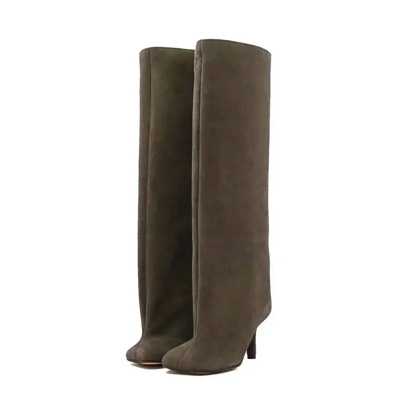 Womens Knee High Boots With 6cm Slim High Heels Round Toe Fashion Long Boots For Autumn And Winter us 7.5 brown