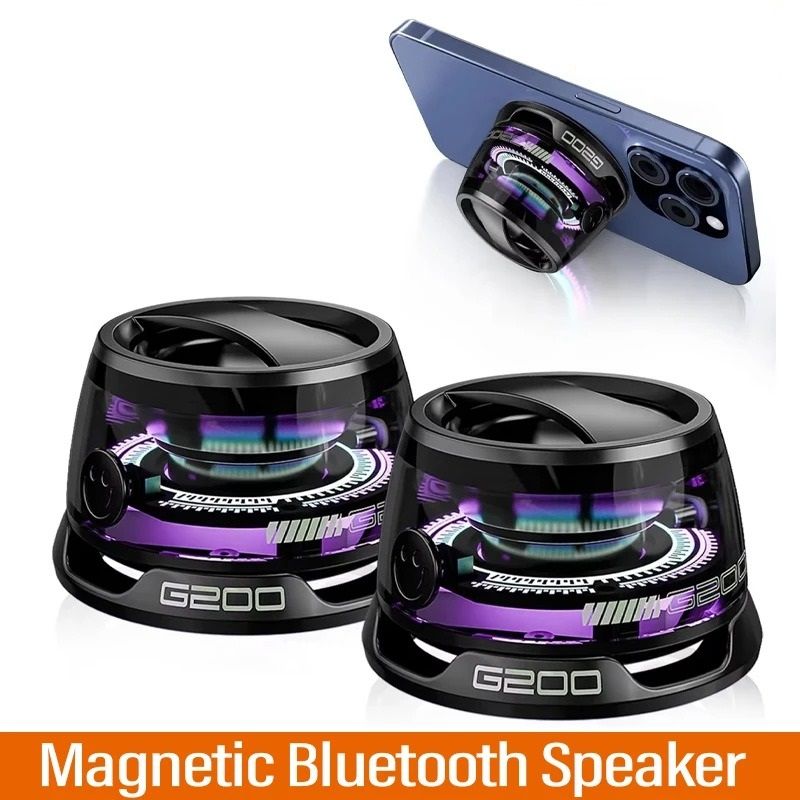 Magnetic Bluetooth Speaker Portable With RGB Light And Phone Holder white