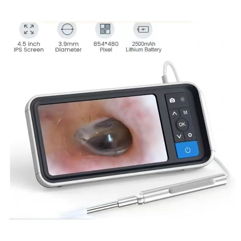 Digital Otoscope With 4.5 Inch HD Screen, 3.9mm Ear Camera, 6 LED Lights, 32GB Card & 2500mAh For Ear Wax Removal black